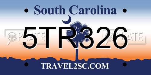 5TR326 South Carolina License Plate