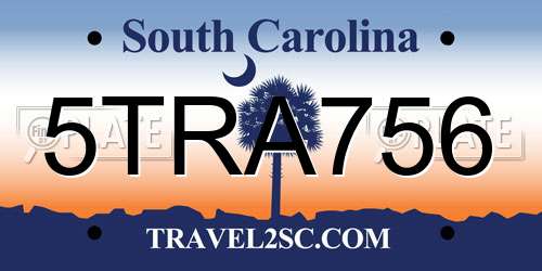 5TRA756 South Carolina License Plate