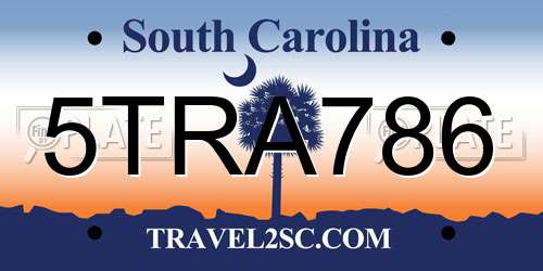 5TRA786 South Carolina License Plate