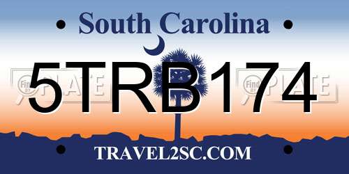 5TRB174 South Carolina License Plate
