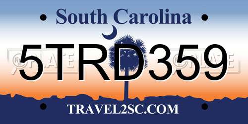 5TRD359 South Carolina License Plate