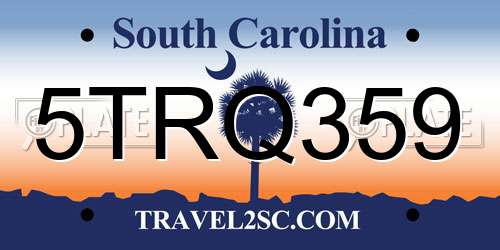 5TRQ359 South Carolina License Plate