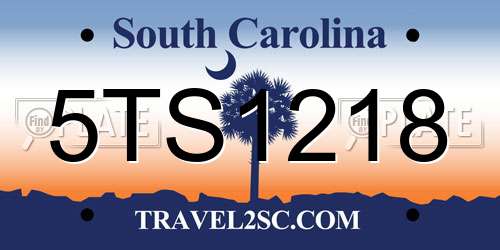 5TS1218 South Carolina License Plate