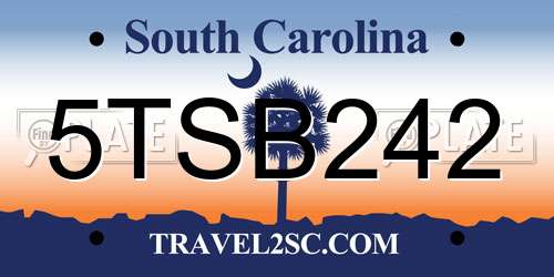 5TSB242 South Carolina License Plate
