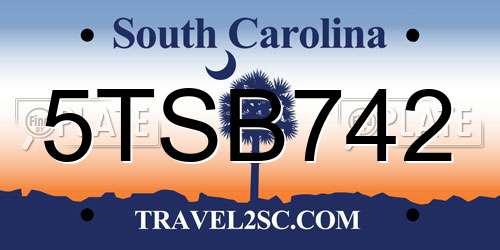 5TSB742 South Carolina License Plate