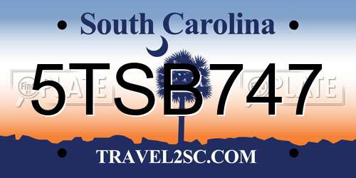 5TSB747 South Carolina License Plate