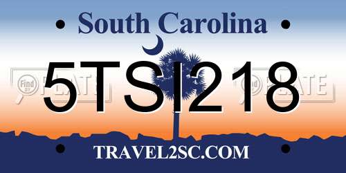 5TSI218 South Carolina License Plate