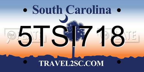 5TSI718 South Carolina License Plate