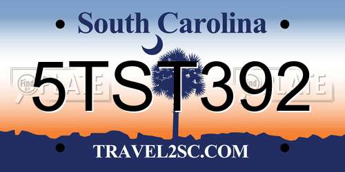 5TST392 South Carolina License Plate