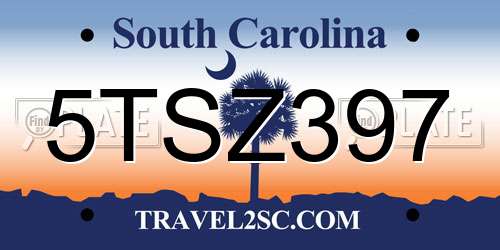5TSZ397 South Carolina License Plate