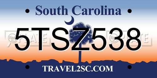 5TSZ538 South Carolina License Plate