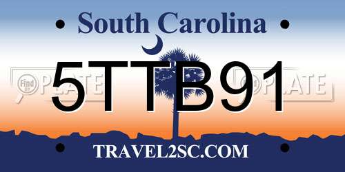 5TTB91 South Carolina License Plate