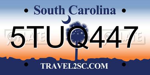 5TUQ447 South Carolina License Plate