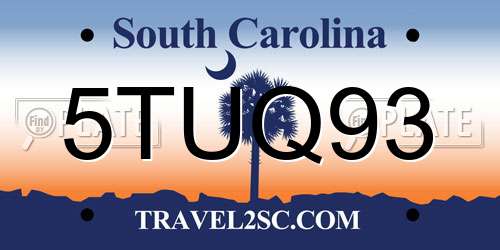 5TUQ93 South Carolina License Plate