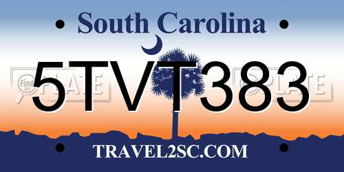 5TVT383 South Carolina License Plate