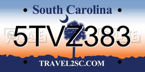 5TVZ383 South Carolina License Plate