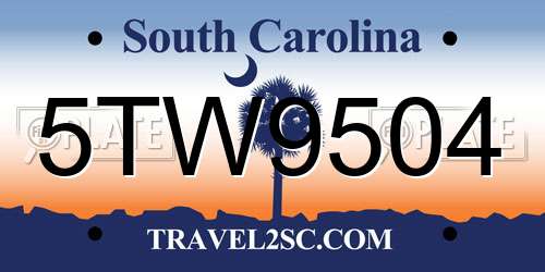 5TW9504 South Carolina License Plate