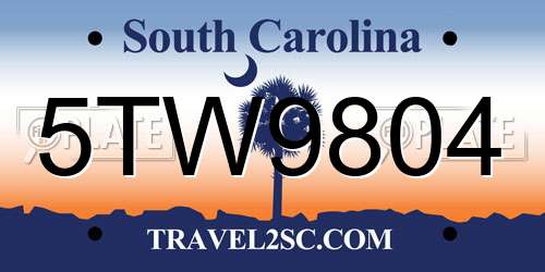 5TW9804 South Carolina License Plate