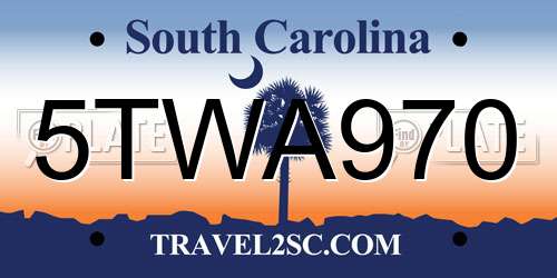 5TWA970 South Carolina License Plate