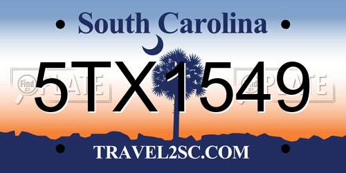 5TX1549 South Carolina License Plate