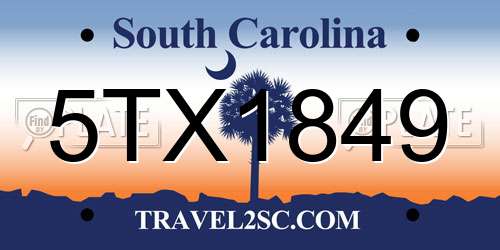 5TX1849 South Carolina License Plate