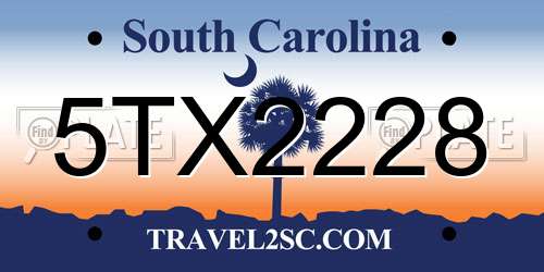 5TX2228 South Carolina License Plate