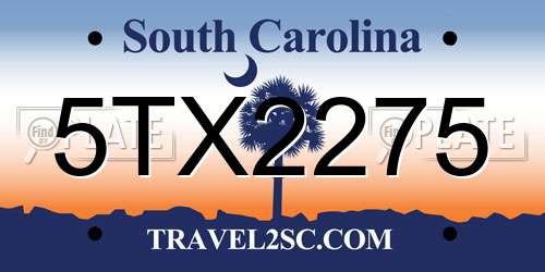 5TX2275 South Carolina License Plate