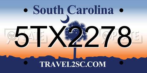 5TX2278 South Carolina License Plate