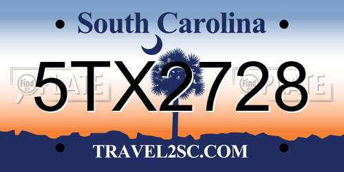 5TX2728 South Carolina License Plate