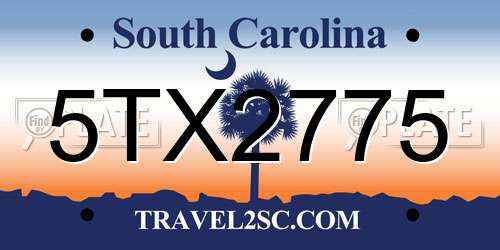 5TX2775 South Carolina License Plate