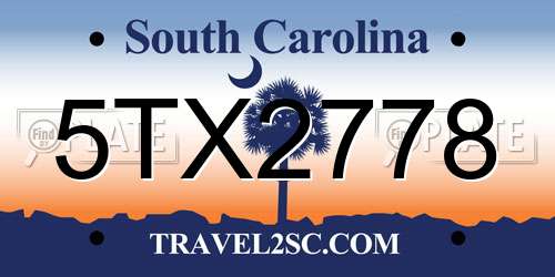 5TX2778 South Carolina License Plate