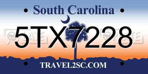 5TX7228 South Carolina License Plate