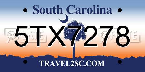 5TX7278 South Carolina License Plate