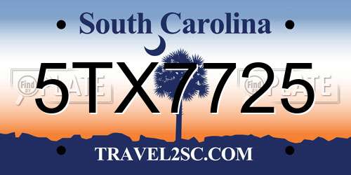 5TX7725 South Carolina License Plate