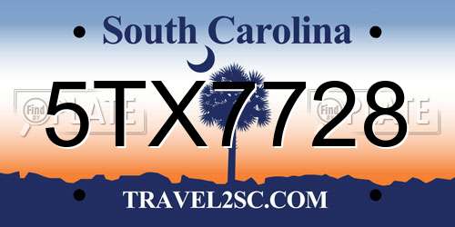 5TX7728 South Carolina License Plate