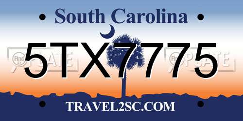 5TX7775 South Carolina License Plate