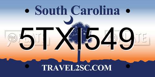5TXI549 South Carolina License Plate