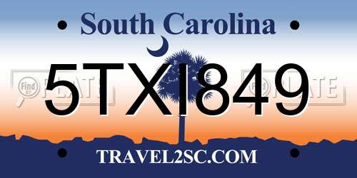 5TXI849 South Carolina License Plate