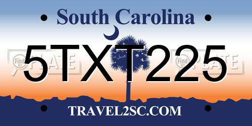 5TXT225 South Carolina License Plate