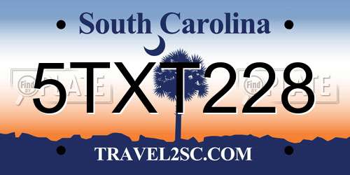 5TXT228 South Carolina License Plate
