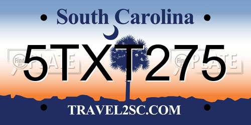 5TXT275 South Carolina License Plate