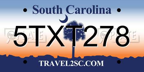 5TXT278 South Carolina License Plate