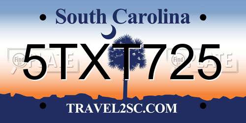 5TXT725 South Carolina License Plate