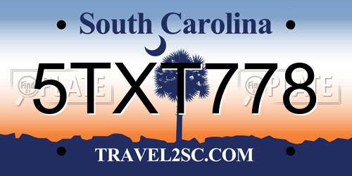 5TXT778 South Carolina License Plate