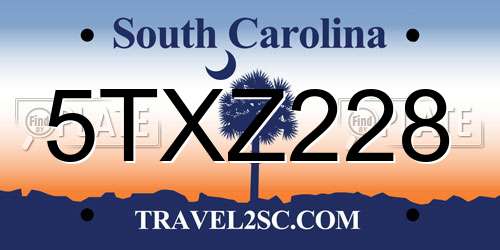 5TXZ228 South Carolina License Plate