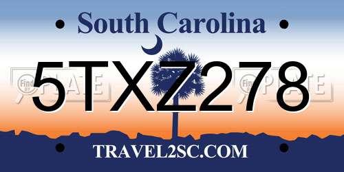 5TXZ278 South Carolina License Plate