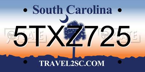 5TXZ725 South Carolina License Plate