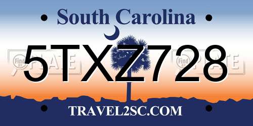 5TXZ728 South Carolina License Plate