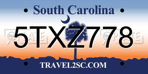 5TXZ778 South Carolina License Plate
