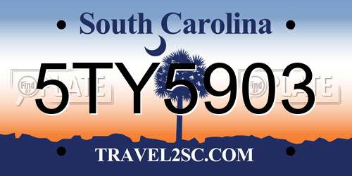 5TY5903 South Carolina License Plate
